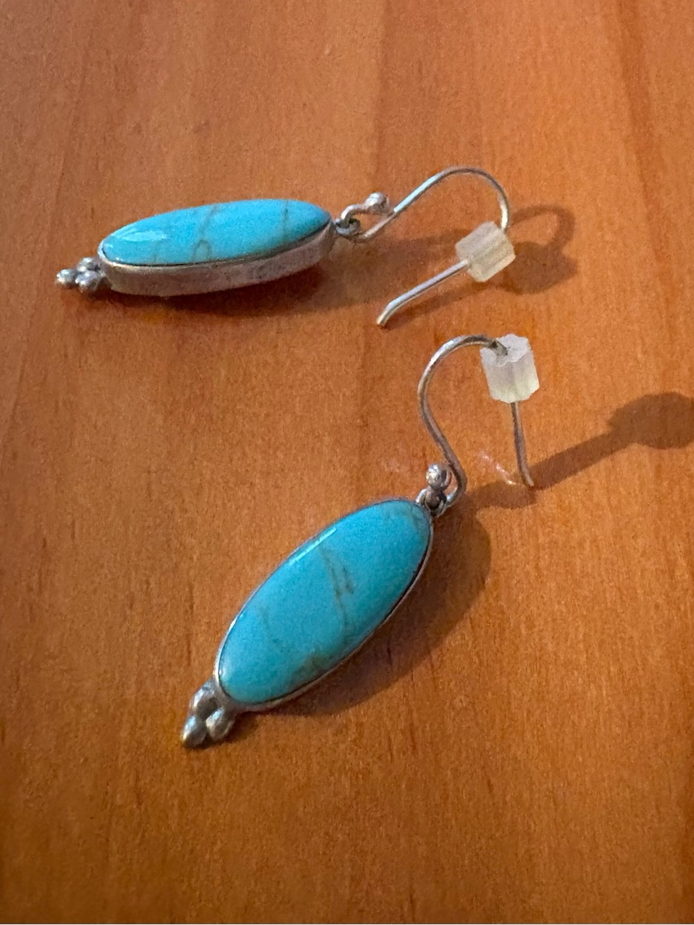 MEXICANA Turquoise Oval Drop Earrings - Sterling Silver.925